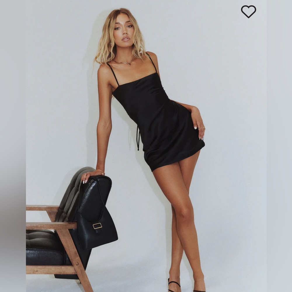 Satin Black Mini Dress Size 2 NWT
